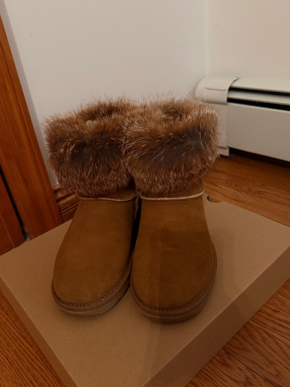 Sheepskins Downunder Women's Brown Suede Fox Fur UGG Boots, made in Australia